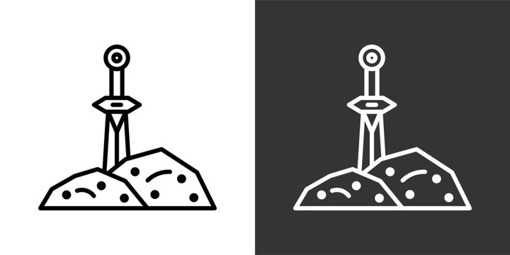 Excalibur Black And White Icon Set Collection Pack Vector Illustration