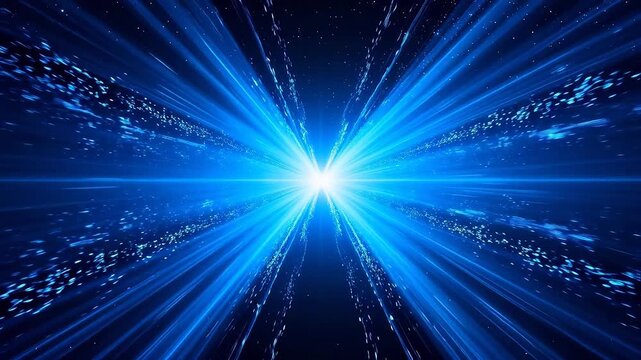 Blue light burst with star particles