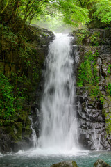Obraz premium A very beautiful waterfall landscape surrounded by nature in Japan.