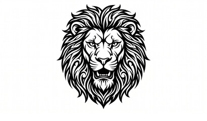 Obraz premium Majestic Lion Head Tattoo & Logo Vector Design