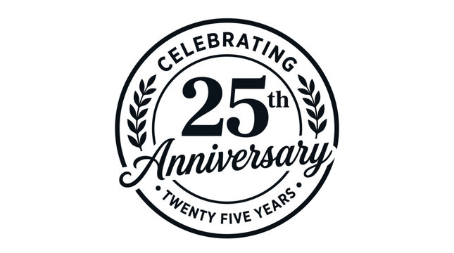 Black 25th anniversary logo illustration.
