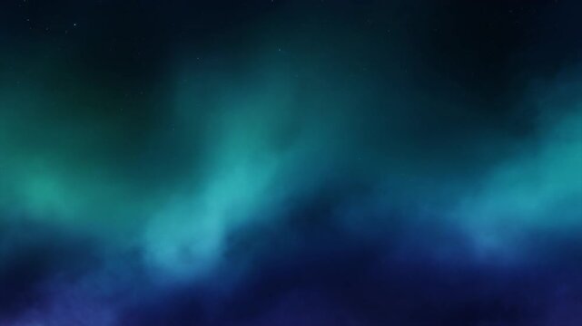 Smooth cosmic fog in deep indigo and emerald tones flowing across frame with elegant soft motion