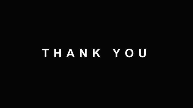 Minimalist Thank You Text Animation on Black Background for Video Outro and Presentation