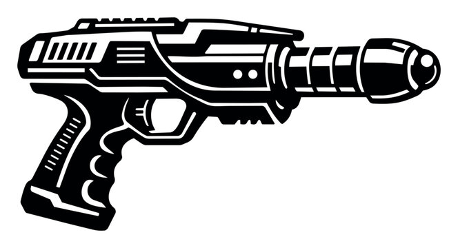 Futuristic ray gun icon illustrating sci-fi weapon, an advanced laser pistol design for space adventures and future concepts