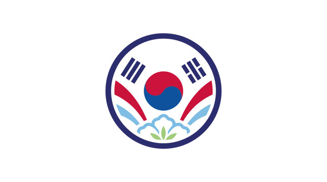 South Korea National Symbol with Taegeuk and Trigrams Emblem