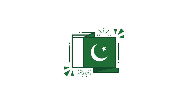 Stylized Pakistan Flag Icon in Modern Green Graphic Design