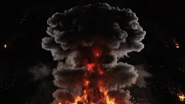 Explosion with Smoke and Fire, Dramatic Blast Effect with Heavy Dust and Energy Impact Scene, 4K Video
