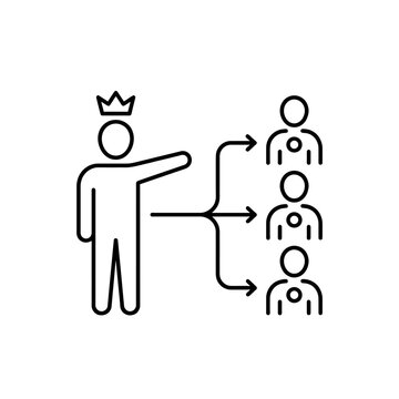 Leader guiding team with crown.