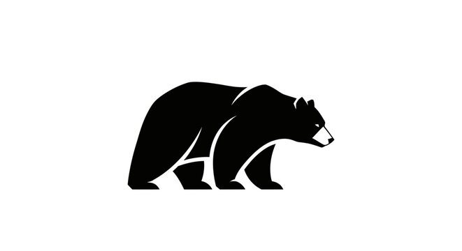 Black bear silhouette walking right.