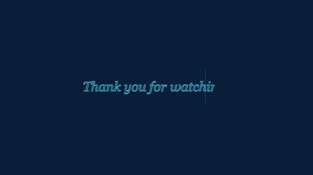Digital Thank You For Watching Animated Outro Text on Blue Tech Grid Background