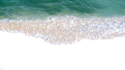 Wave with sand on azure sea with part of sea on isolated transparent background. PNG © Temur