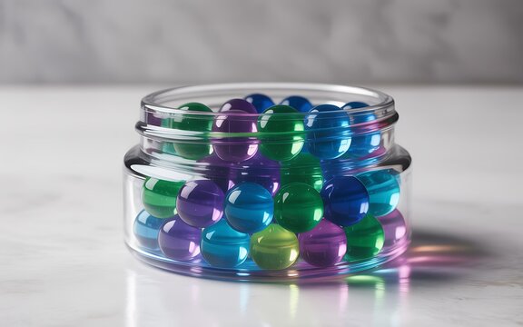 Colorful Hydrogel Jelly Pearls Decorative Wide Mouth Container Photo