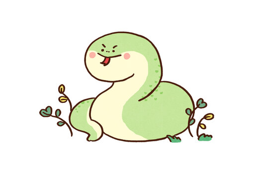 Snake smirking and sticking out its tongue in the grass, snake in the grass or hidden danger concept