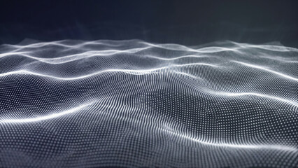 Naklejka premium Abstract digital wave pattern with glowing lines.