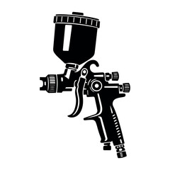 Fototapeta premium Spray gun producing fine mist for painting projects, auto body repair, industrial coating, and DIY tasks. Simple line art icon