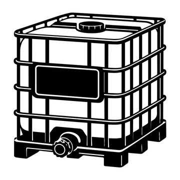 IBC tote container providing industrial storage and safe transport for liquids, chemicals, and food products in a warehouse setting