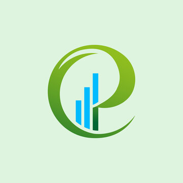 Financial graph and letter p logo vector illustration chart growth