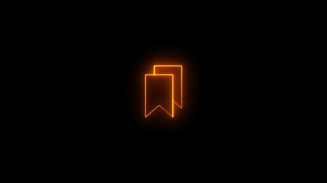 Neon glowing bookmark icon sign symbol video motion animation. Neon bookmark icon animation.Icon, sign symbol. Neon bookmark.
