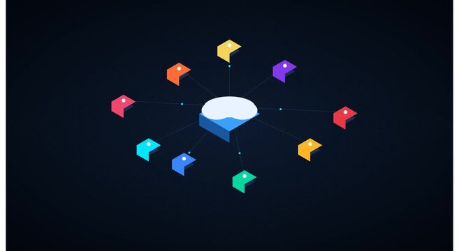 Isometric cloud computing network and data animation