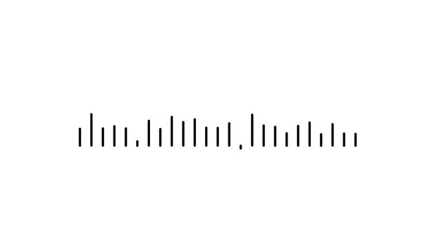 Radio Wave icon video animation. Monochrome simple sound wave video animation on black background. Sound wave icon animation. Music player sound bar. Record. Equalizer icon with soundwave line.