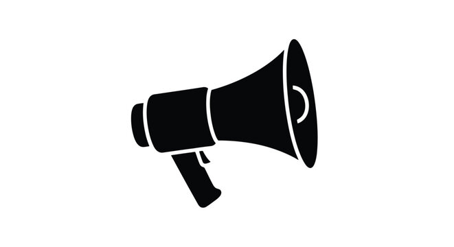 Classic Black Megaphone Icon For Announcements And Communication.