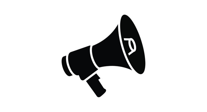 Classic Black Megaphone Icon For Announcements And Public Speaking.