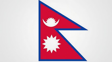 Fototapeta premium Nepal flag, national symbol, red blue white, triangular shape, Asian country emblem