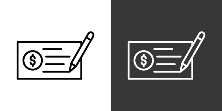 Cheque White And Black Icon Set Collection Pack Vector Illustration
