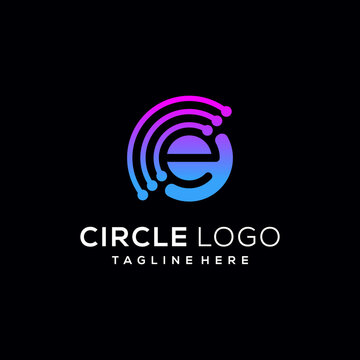 Creative letter E signal connect network for internet technology logo design template
