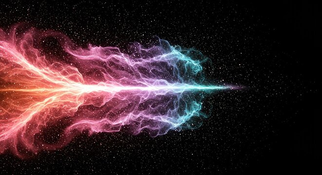 Abstract ethereal flow of vibrant energy. Swirling cosmic particles creating a transcendent, dynamic wave of pure sensation, deep, feeling, swirl