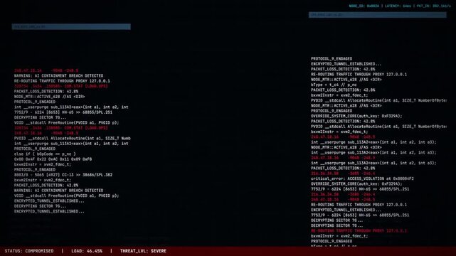 Critical System Breach Error Alert and Digital HUD Animation 4k video animation seamless loop
