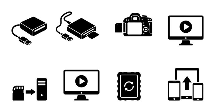 Technology Icons: Storage, Camera, Computer, Media, Mobile Devices, UI and Web Interface Design