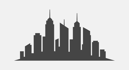 Obraz premium Abstract illustration of a city skyline silhouette in grey against a simple backdrop