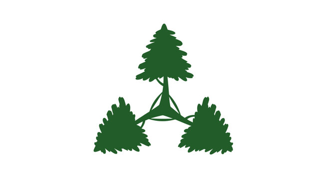 Abstract illustration of three connected trees against a white background without commas