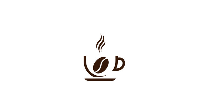 Minimalist coffee cup design featuring a coffee bean and steam rising from the beverage