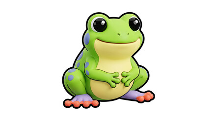 Fototapeta premium Cute cartoon frog character with purple spots
