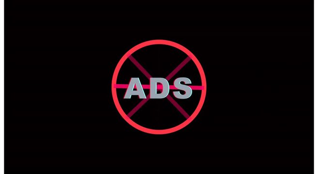 No ads symbol animation: ad-free experience and blocking concept animation