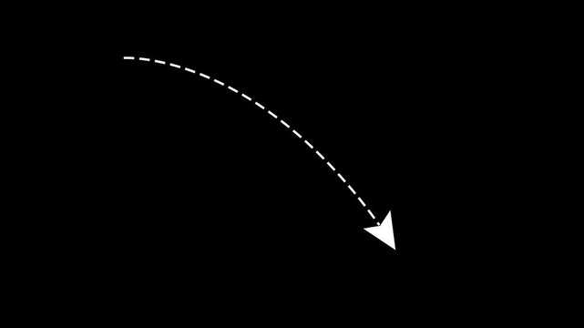 Sketch Arrow Animation with Broken Lines and Curved Direction Indicators on Green Screen 4K