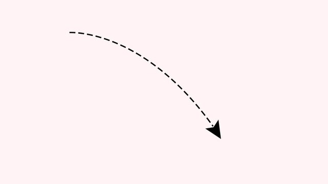 Sketch Arrow Animation with Broken Lines and Curved Direction Indicators on Green Screen 4K