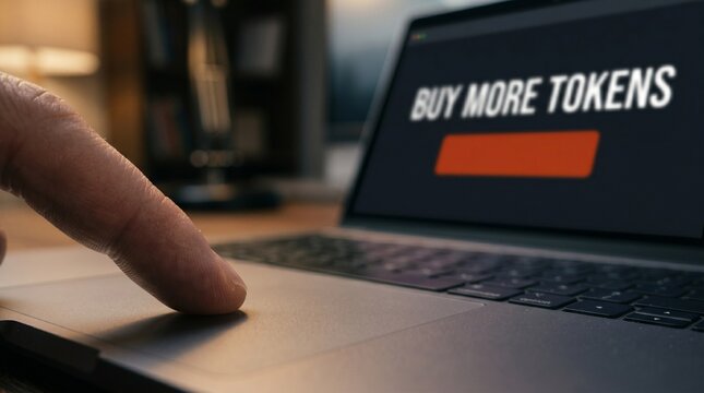 Close up of finger pressing buy more tokens button