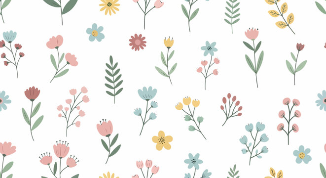 Delightful flower pattern background vector happy floral bouquet