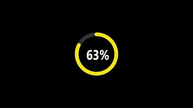 Abstract Circle Loading Icon Animation with 0&ndash;100 Percent Progress Bar on Transparent Background