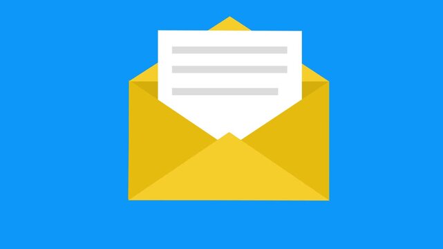 Envelope Outline Icon Animation for Email and Messaging Concept on Transparent Background