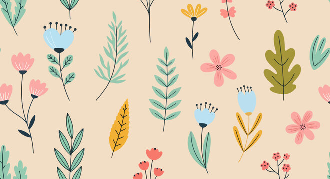 Seamless flower pattern background vector infinite repeat layout