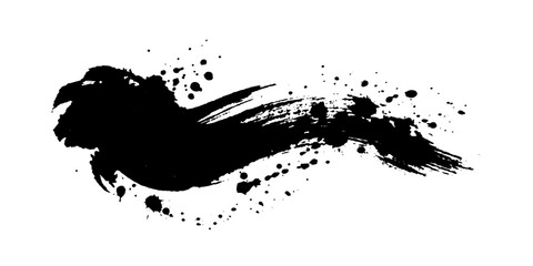 Fototapeta premium Abstract ink splatter stroke with a watercolor effect, creating a dynamic and artistic visual element suitable for graphic design.