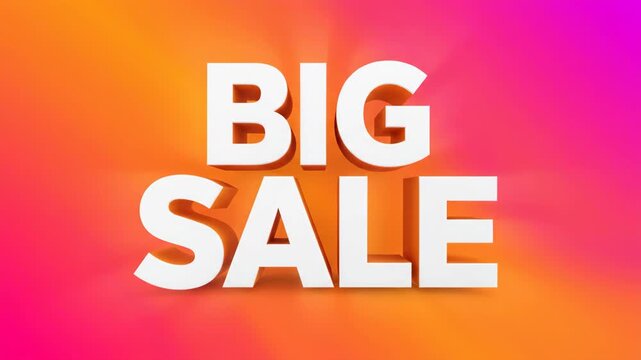 A colorful video advertisement with a big sale announcement on a gradient background