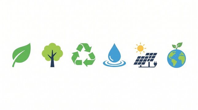 Minimalist Environment Icon Set Showing Sustainable Energy and Nature Conservation Concepts for Eco-Friendly Projects/369998232293