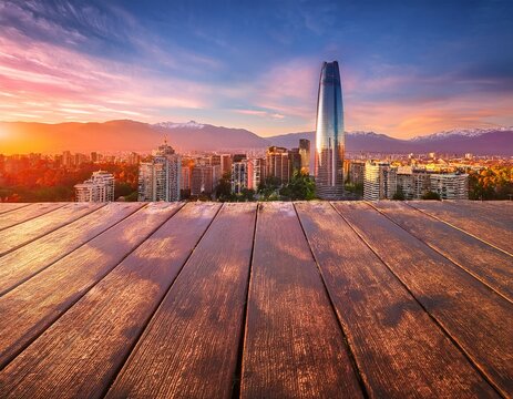 skyline of santiago de chile with modern office buildings at financial district in las condes