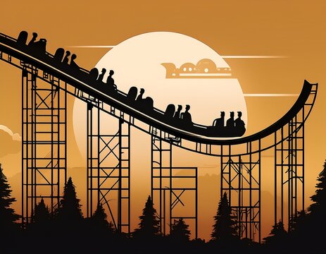 editable silhouette of a steep rollercoaster ride