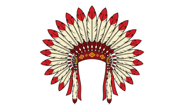 Native American War Bonnet Headdress Isolated on White